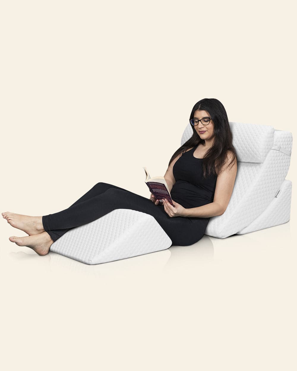 Lunix LX5 4-piece orthopedic wedge pillow set in use