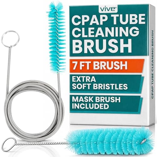 Vive CPAP tube cleaning brush kit — 7-foot wire brush and mini mask brush