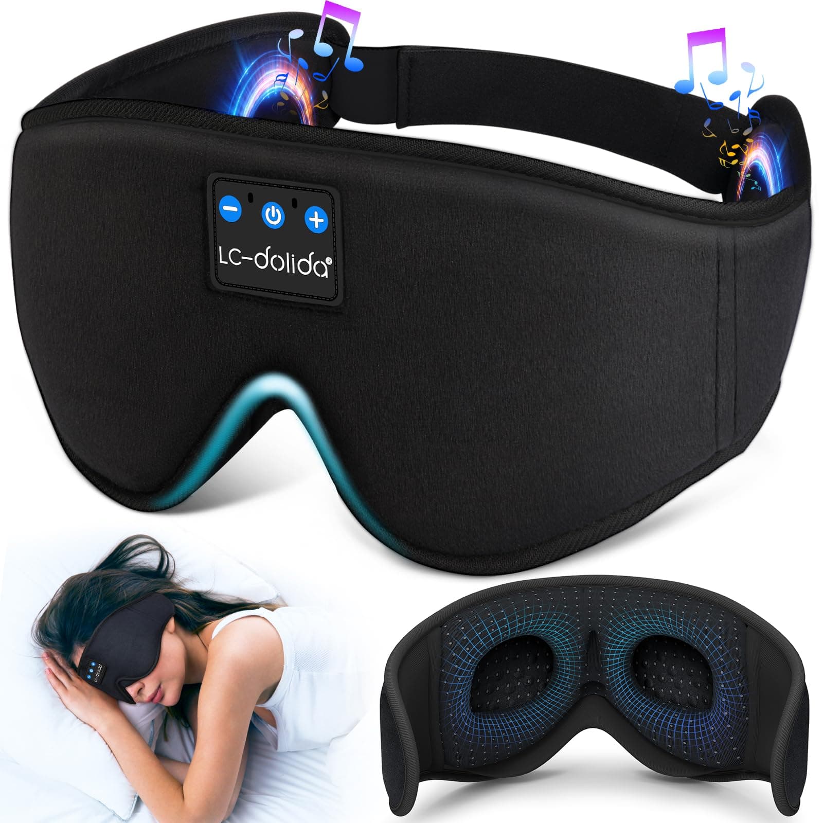 LC-dolida LC-dolida 3D Sleep Mask with Bluetooth Headphones