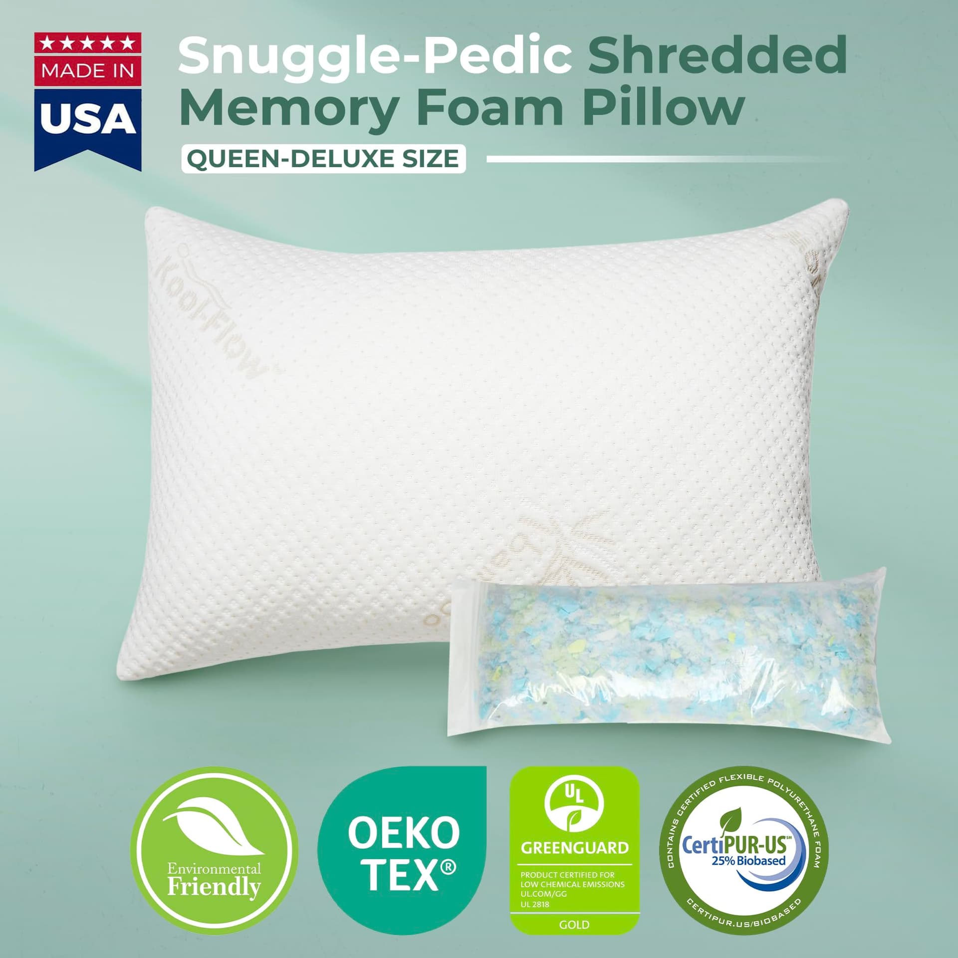 Snuggle-Pedic Ultra-Luxury shredded memory foam pillow