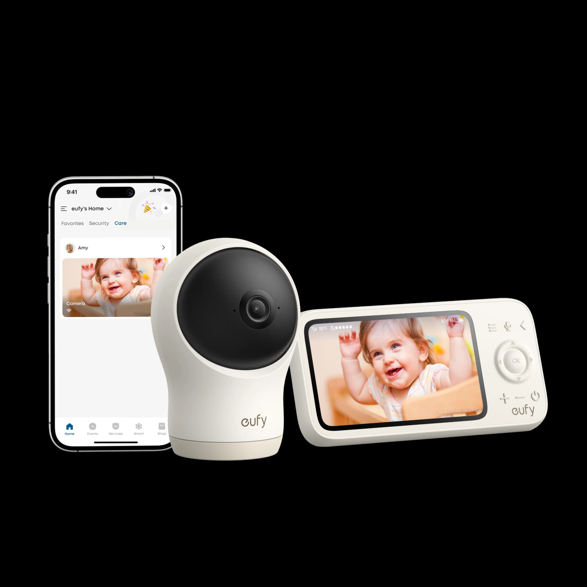 eufy Baby Monitor C10 camera and handheld screen, photo from eufy