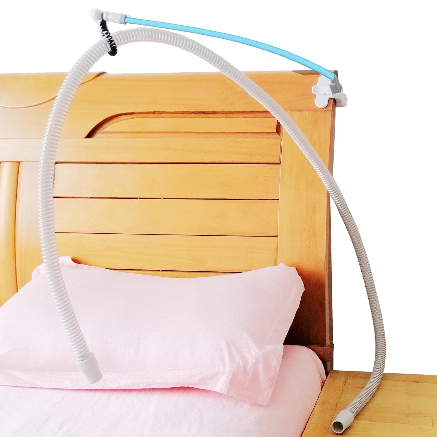 Wahah bedside CPAP hose holder — black clip-over headboard hanger