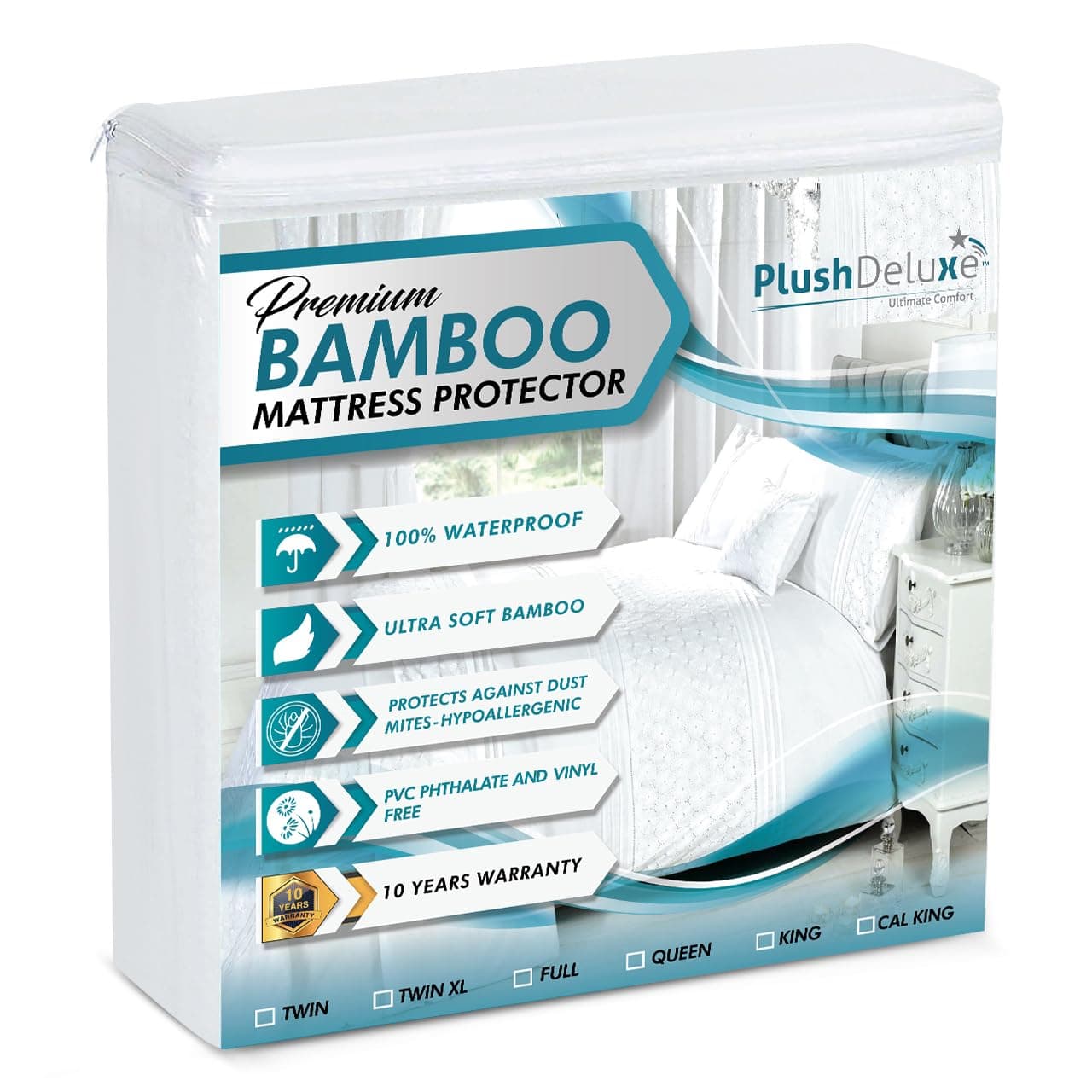 PlushDeluxe PlushDeluxe Bamboo Mattress Protector