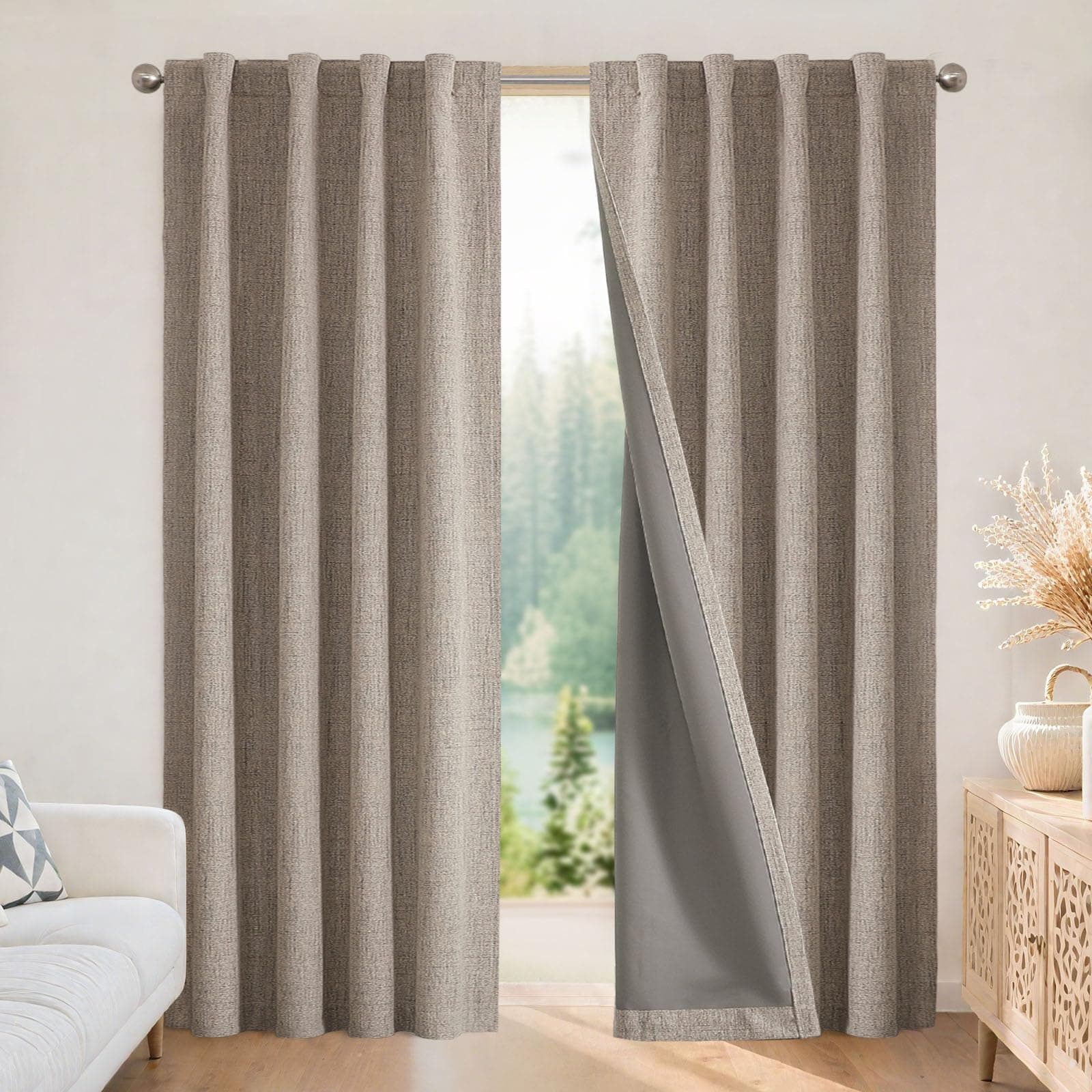 Joydeco Joydeco 100% Blackout Curtains (Linen Look)