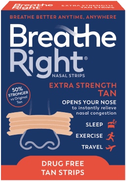 Breathe Right Extra Strength Tan nasal strips box